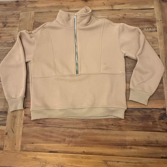 Tops - Women’s Tan Quarter-Zip Pullover Sweatshirt Size Large